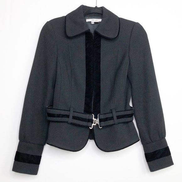 ZARA basic black wool blend belted jacket - Picture 8 of 11